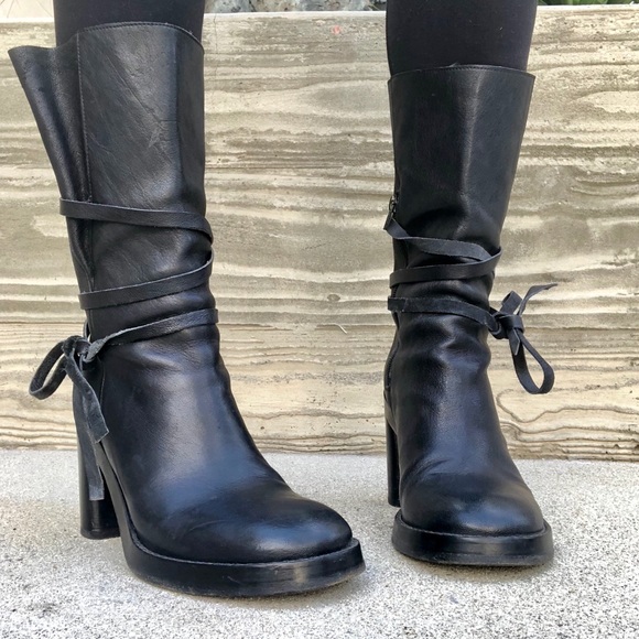 Ann Demeulemeester Shoes - Rare Ann Demeulemeester mid-calf leather boots
